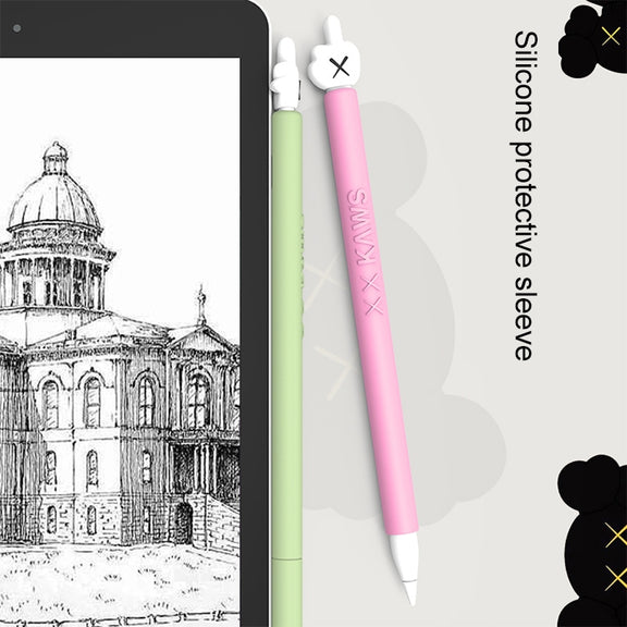 LOVE MEI For Apple Pencil 2 Middle Finger Shape Stylus Pen Silicone Protective Case Cover (Pink)