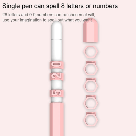 LOVE MEI For Apple Pencil 1 Number Letter Design Stylus Pen Silicone Protective Case Cover(Blue)