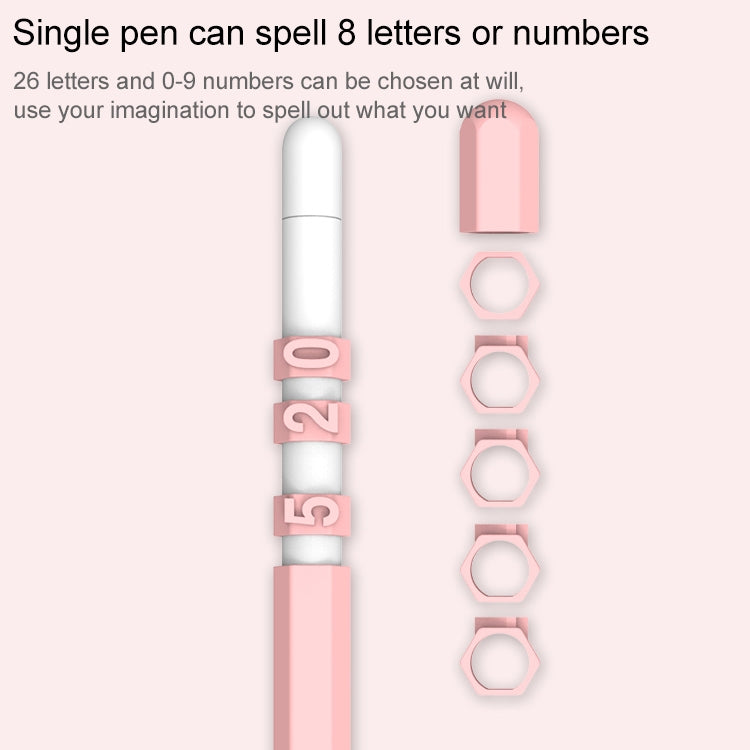 LOVE MEI For Apple Pencil 1 Number Letter Design Stylus Pen Silicone Protective Case Cover(Blue)