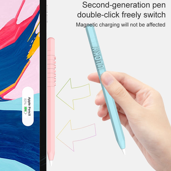 LOVE MEI For Apple Pencil 1 Number Letter Design Stylus Pen Silicone Protective Case Cover(Blue)