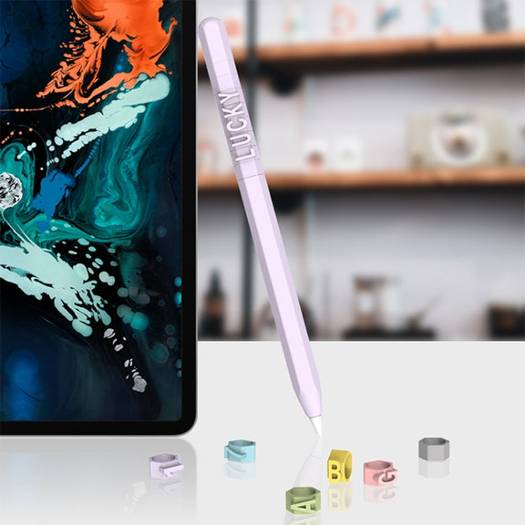 LOVE MEI For Apple Pencil 1 Number Letter Design Stylus Pen Silicone Protective Case Cover(Blue)
