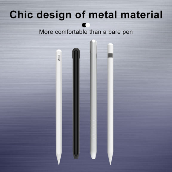 Metal Matte Non-slip Stylus Pen Protective Case for Apple Pencil 2 (Black)
