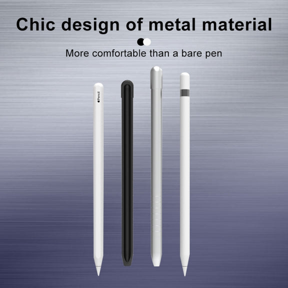 Metal Matte Non-slip Stylus Pen Protective Case for Apple Pencil 1 (Grey)