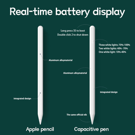JD12 Anti-mistouch Stylus Pen with Battery Display(White)