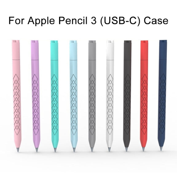 For Apple Pencil (USB-C) Diamond Pattern Silicone Stylus Pen Protective Case (Red)