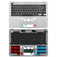 For Macbook Pro 13 inch 2021 A2338 C-side Cover + UK Edition Key Board (Silver) - Bottom Cover by PMC TechLife | Online Shopping South Africa | PMC TechLife