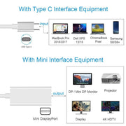 USB-C / Type-C 3.1 Male to Mini DP Female HD Converter, Length: 12cm(Gold)