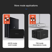 Blueendless USB-B Interface 3.5 inch 2 Bay RAID Combination Array HDD External Enclosure (US Plug)