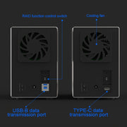 Blueendless USB-B Interface 3.5 inch 2 Bay RAID Combination Array HDD External Enclosure (US Plug)