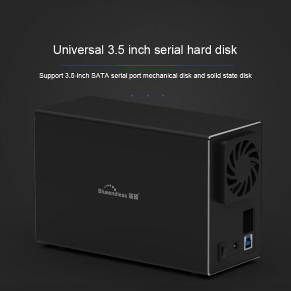 Blueendless Type-C / USB-C Interface 3.5 inch 2 Bay RAID Combination Array HDD External Enclosure (AU Plug)