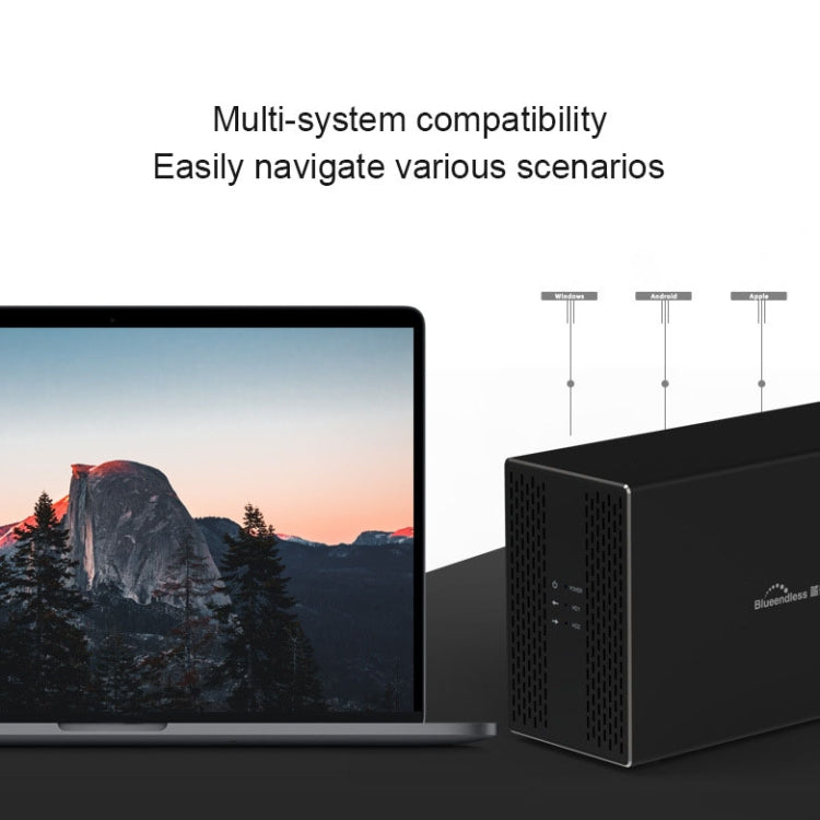 Blueendless Type-C / USB-C Interface 3.5 inch 2 Bay RAID Combination Array HDD External Enclosure (US Plug)