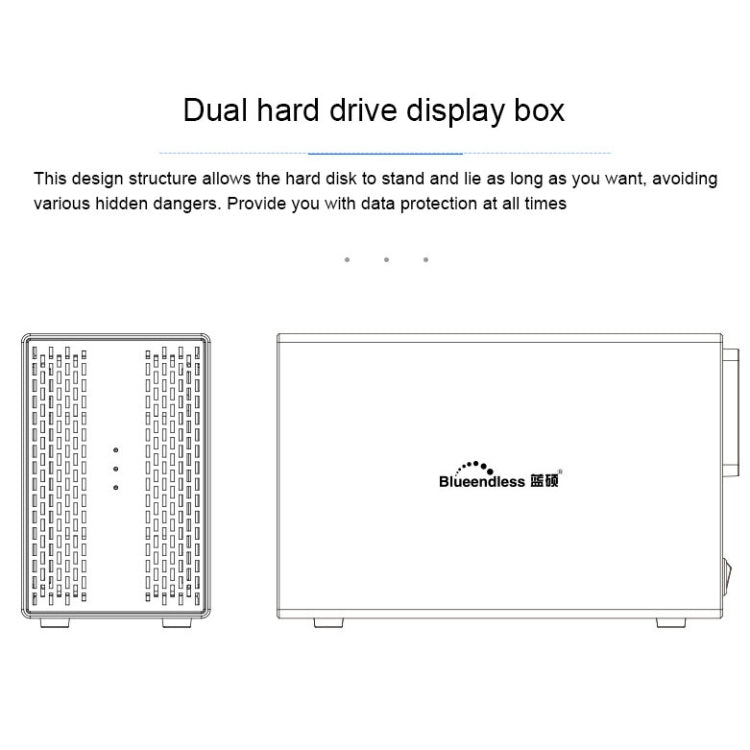 Blueendless Type-C / USB-C Interface 3.5 inch 2 Bay RAID Combination Array HDD External Enclosure (US Plug)