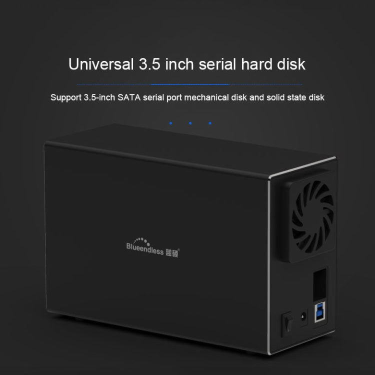 Blueendless Type-C / USB-C Interface 3.5 inch 2 Bay RAID Combination Array HDD External Enclosure (US Plug)