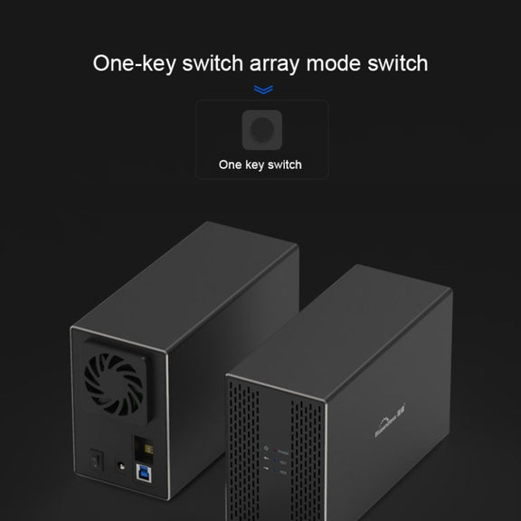Blueendless Type-C / USB-C Interface 3.5 inch 2 Bay RAID Combination Array HDD External Enclosure (US Plug)