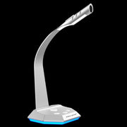 K3 Desktop Omnidirectional USB Wired Dual Mic Condenser Microphone with LED Night Light, Compatible with PC / Mac for Live Broadcast, Show, KTV, etc(Silver)