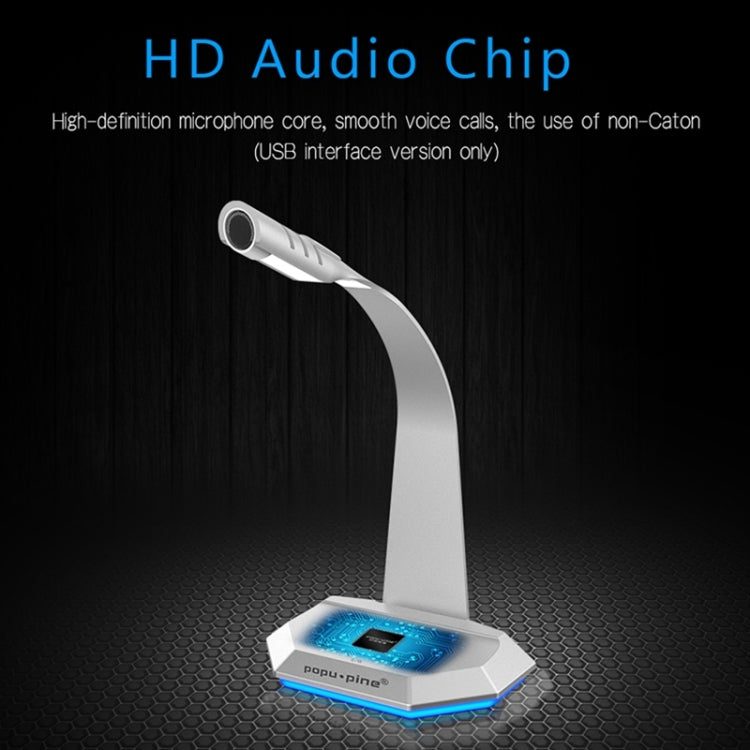 K3 Desktop Omnidirectional USB Wired Dual Mic Condenser Microphone with LED Night Light, Compatible with PC / Mac for Live Broadcast, Show, KTV, etc(Silver)