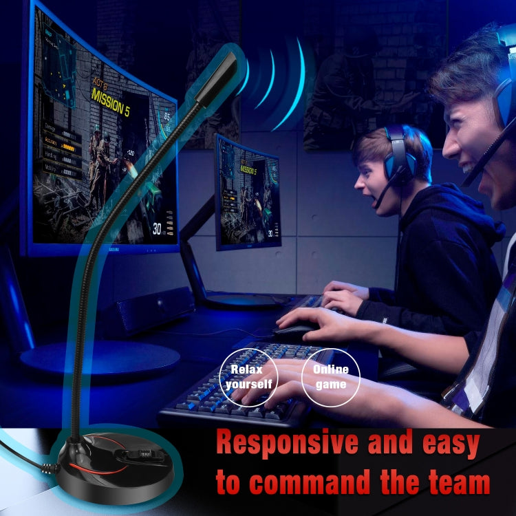 HXSJ F12 360 Degrees Bendable Drive-free USB Computer Microphone, Cable Length: 2.2m