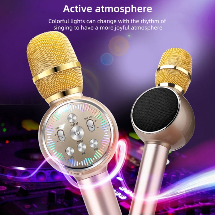 K2 Bluetooth 5.0 Karaoke Live Colorful Lights Wireless Bluetooth Microphone (Gold)