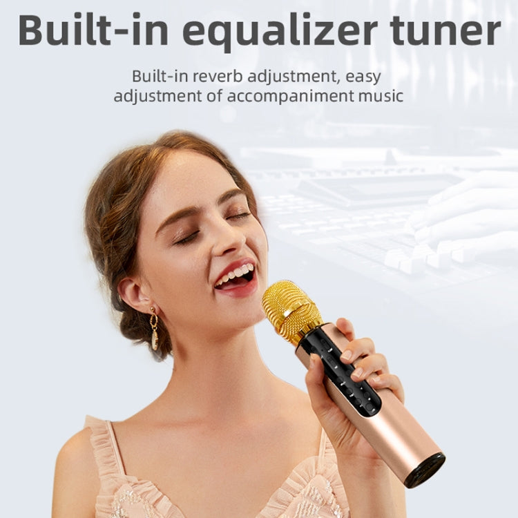 K3 Bluetooth 5.0 Karaoke Live Stereo Sound Wireless Bluetooth Condenser Microphone (Gold)