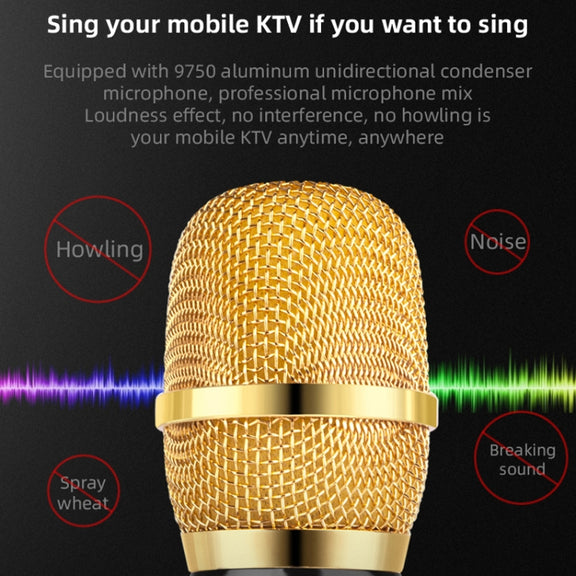 K3 Bluetooth 5.0 Karaoke Live Stereo Sound Wireless Bluetooth Condenser Microphone (Gold)