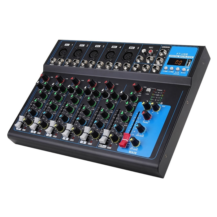 F7 Home 7-channel Bluetooth USB Reverb Mixer, US Plug(Black)