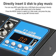 F7 Home 7-channel Bluetooth USB Reverb Mixer, US Plug(Black)