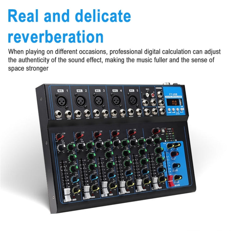 F7 Home 7-channel Bluetooth USB Reverb Mixer, US Plug(Black)