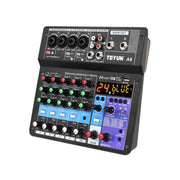 TEYUN NA6 6-channel Small Mixing Console Mobile Phone Sound Card Live Broadcast Computer Recording Console Processor, US Plug(Black)