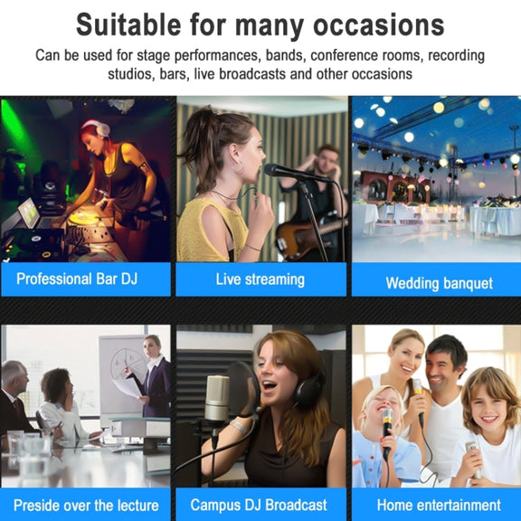 TEYUN NA6 6-channel Small Mixing Console Mobile Phone Sound Card Live Broadcast Computer Recording Console Processor, US Plug(Black)