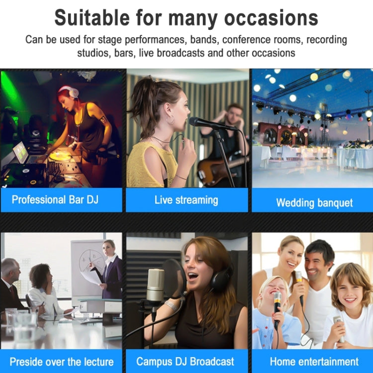 TEYUN NA6 6-channel Small Mixing Console Mobile Phone Sound Card Live Broadcast Computer Recording Console Processor, EU Plug(Black)