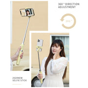 Bluetooth Remote Control Tripod Selfie Stick (Yellow)