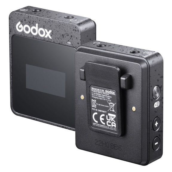 Godox MoveLink II M2 Wireless Lavalier Microphone System with 2 Transmitters and 1 Receiver for DSLR Cameras and Camcorders (Black)