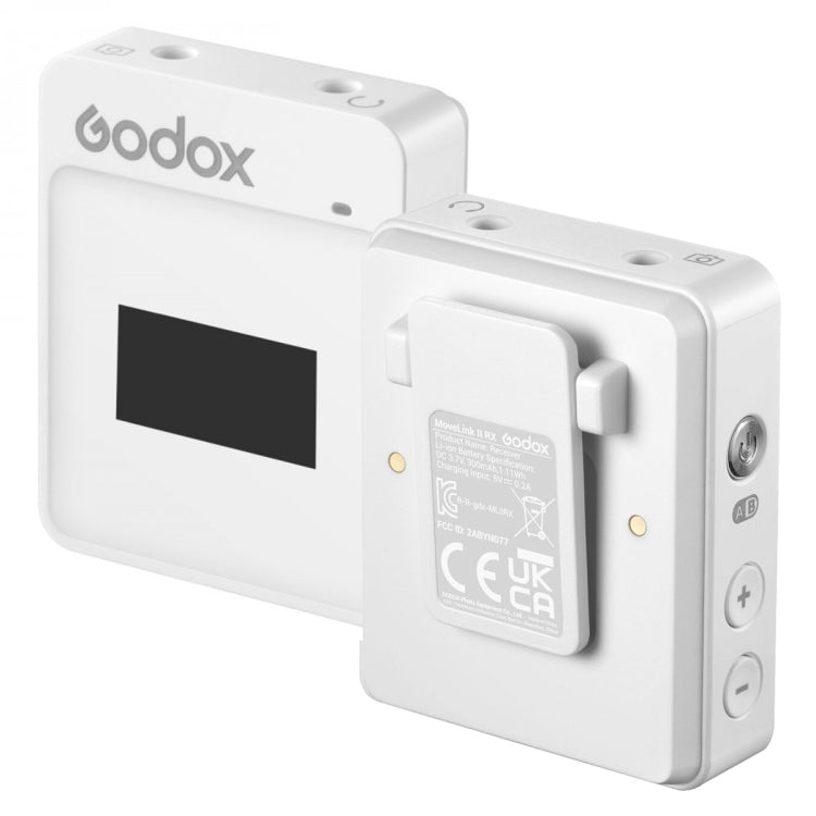 Godox MoveLink II M2 Wireless Lavalier Microphone System with 2 Transmitters and 1 Receiver for DSLR Cameras and Camcorders (White)