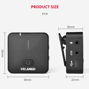 YELANGU MX5S 2.4G Live Broadcast Interview Wireless Recording Camera Microphone, 1 Receiver to 2 Transmitter(Black)