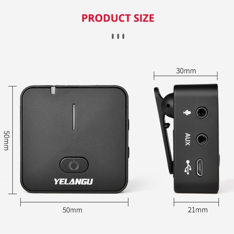 YELANGU MX5S 2.4G Live Broadcast Interview Wireless Recording Camera Microphone, 1 Receiver to 2 Transmitter(Black)