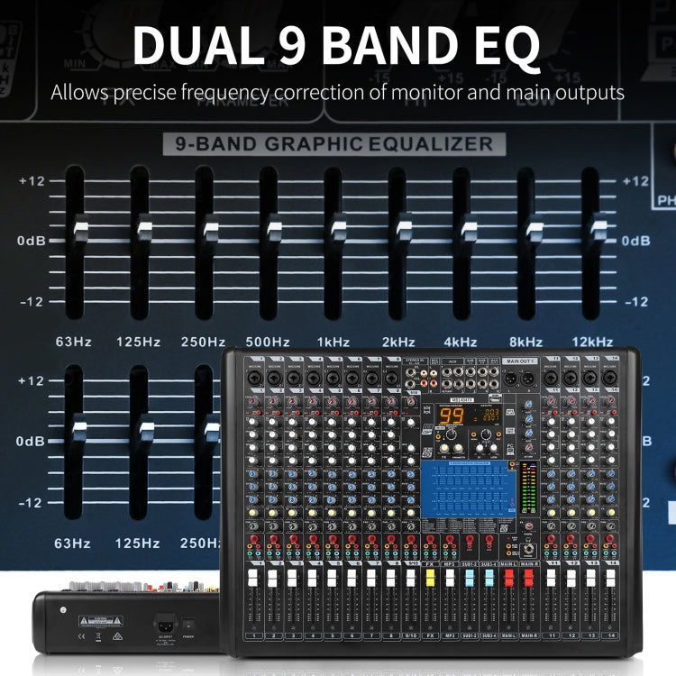XTUGA B1404FX 14 Channels Bluetooth Audio Mixer Digital DJ Controller Sound Mixing Console (UK Plug)