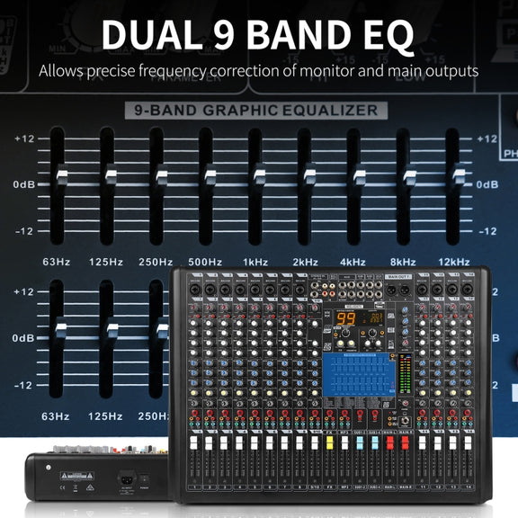 XTUGA B1404FX 14 Channels Bluetooth Audio Mixer Digital DJ Controller Sound Mixing Console (UK Plug)
