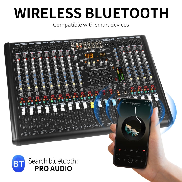 XTUGA B1404FX 14 Channels Bluetooth Audio Mixer Digital DJ Controller Sound Mixing Console (UK Plug)