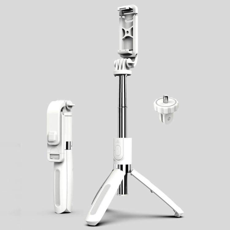 L02 100cm Multi-function Adjustable Bluetooth Self-timer Pole Tripod Selfie Stick (White)