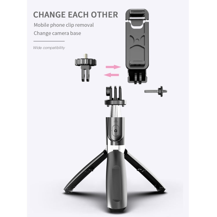 L02 100cm Multi-function Adjustable Bluetooth Self-timer Pole Tripod Selfie Stick (White)