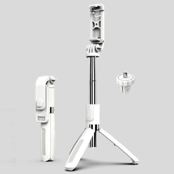 L02 100cm Multi-function Adjustable Bluetooth Self-timer Pole Tripod Selfie Stick (White)