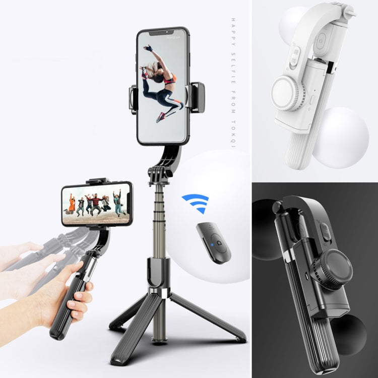 L08 Adjustable Gimbal Stabilize Bluetooth Self-timer Pole Tripod Selfie Stick (Black)