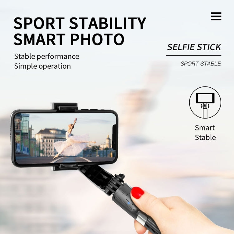 L08 Adjustable Gimbal Stabilize Bluetooth Self-timer Pole Tripod Selfie Stick (Black)