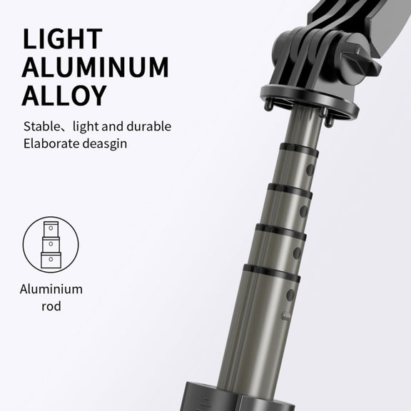 L08 Adjustable Gimbal Stabilize Bluetooth Self-timer Pole Tripod Selfie Stick (Black)