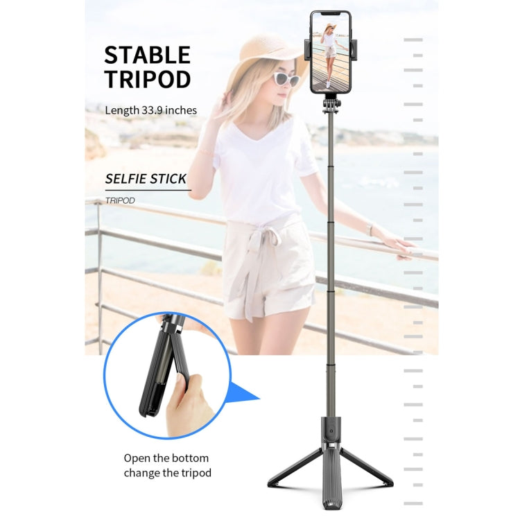 L08 Adjustable Gimbal Stabilize Bluetooth Self-timer Pole Tripod Selfie Stick (Black)