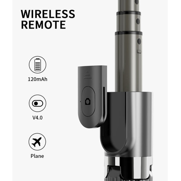 L08 Adjustable Gimbal Stabilize Bluetooth Self-timer Pole Tripod Selfie Stick (Black)