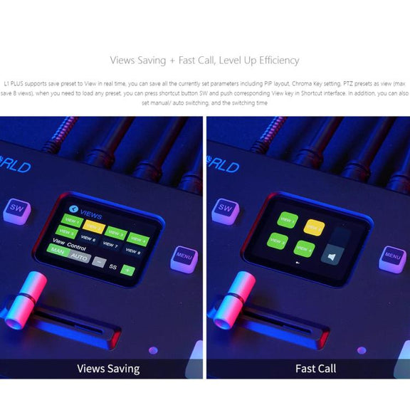 FEELWORLD L1 PLUS Multi-camera Video Mixer Switcher Touch Screen PTZ Control USB3.0 Fast Streaming Switcher (UK Plug)