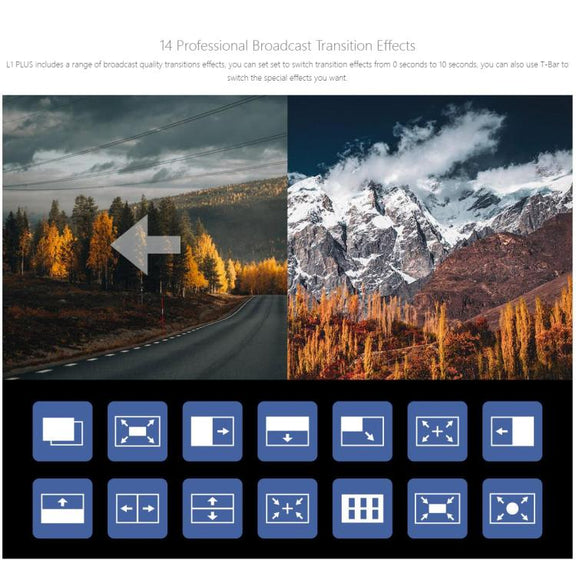 FEELWORLD L1 PLUS Multi-camera Video Mixer Switcher Touch Screen PTZ Control USB3.0 Fast Streaming Switcher (UK Plug)