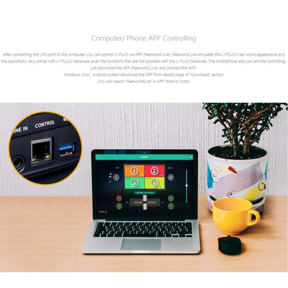 FEELWORLD L1 PLUS Multi-camera Video Mixer Switcher Touch Screen PTZ Control USB3.0 Fast Streaming Switcher (UK Plug)