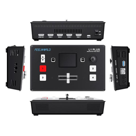 FEELWORLD L1 PLUS Multi-camera Video Mixer Switcher Touch Screen PTZ Control USB3.0 Fast Streaming Switcher (EU Plug)